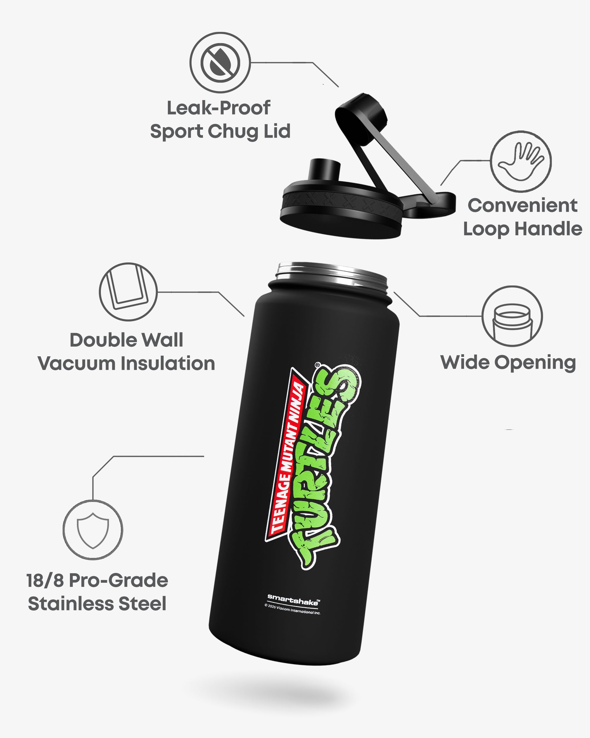 Bohtal Insulated Sports Bottle TMNT Classic Logo Black – Smartshake